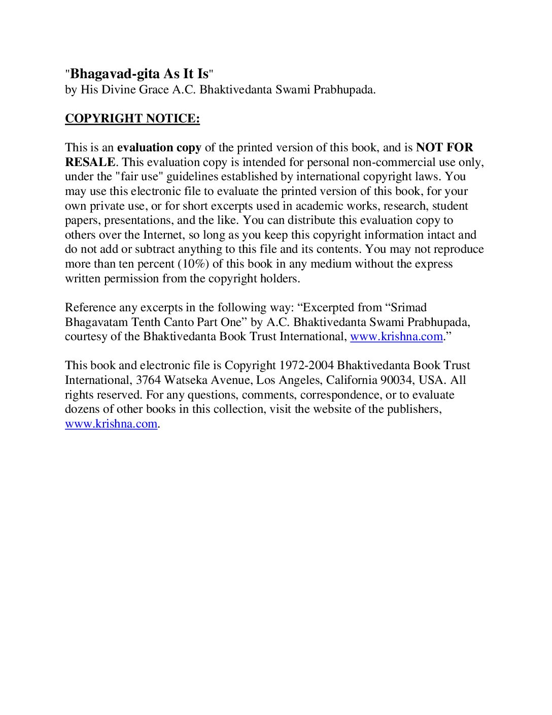 Bhagavad-Gita As It Is (1972)